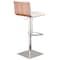 Armen Living Cafe Adjustable Height Swivel White Faux Leather and Walnut Bar Stool with Brushed Stainless Steel LCCASWBAWHB201 - alternate 3